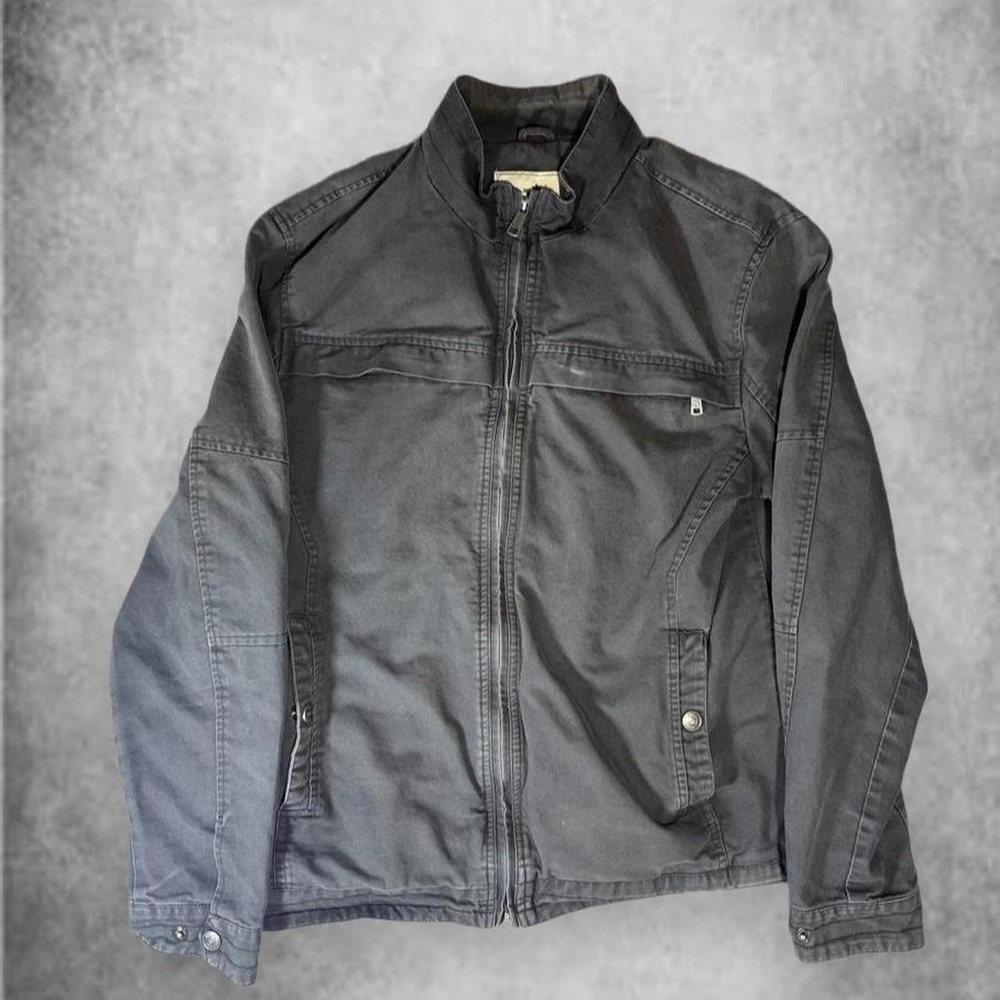 WENYEN Canvas Utility Zip Up Jacket Mens L Dark Charcoal Gray Vintage Workwear